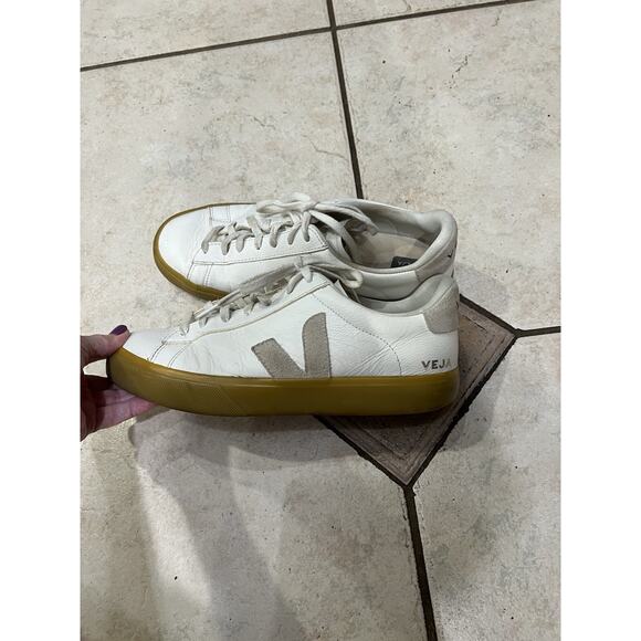 Veja White Campo Sneakers Lace Up Leather Upper Gum Rubber Soles Sz 10 Mens main image 8